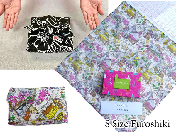 Gift Wrapping Fabric / Furoshiki - Modern Floral Fabric Polycotton | Blue