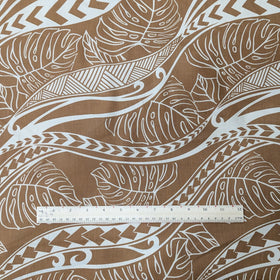 Sand Tribal Wave Monstera Hawaiian Fabric – Island Pattern Polycotton - 0