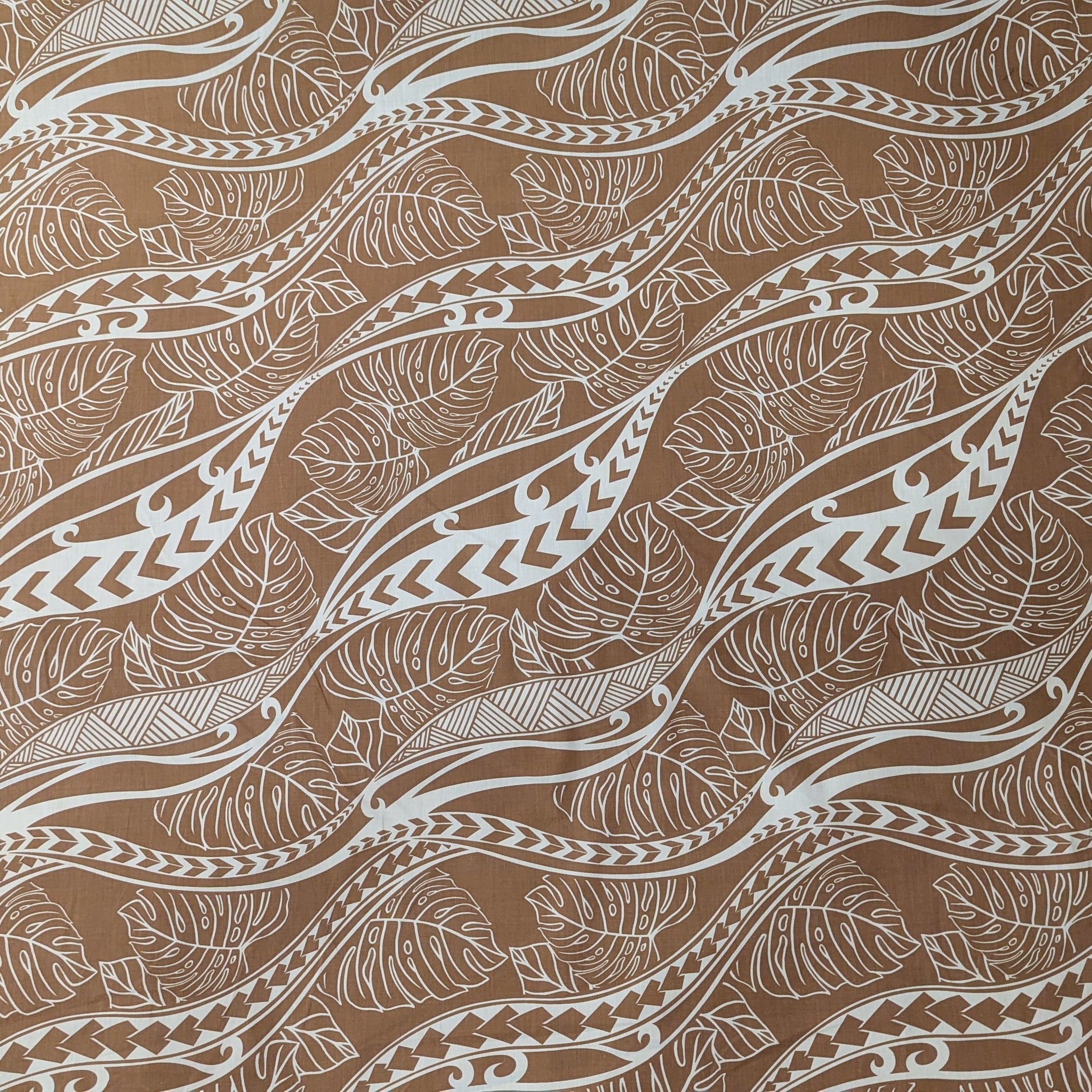 Sand Tribal Wave Monstera Hawaiian Fabric – Island Pattern Polycotton ...