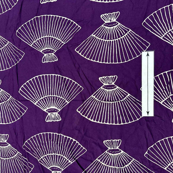 Fan Print Purple Lightweight Rayon Fabric