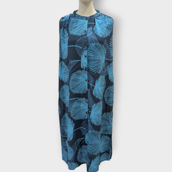 Rayon Shirt Dress with Pockets in Loulu Palm Leaf – PK Original Print (Mid-Calf Length)