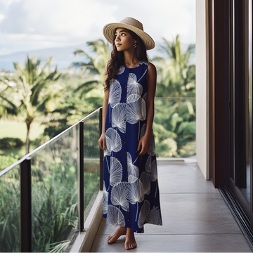 Shirt Dress with Pockets in Loulu Printed Rayon (Mid-Calf Length)