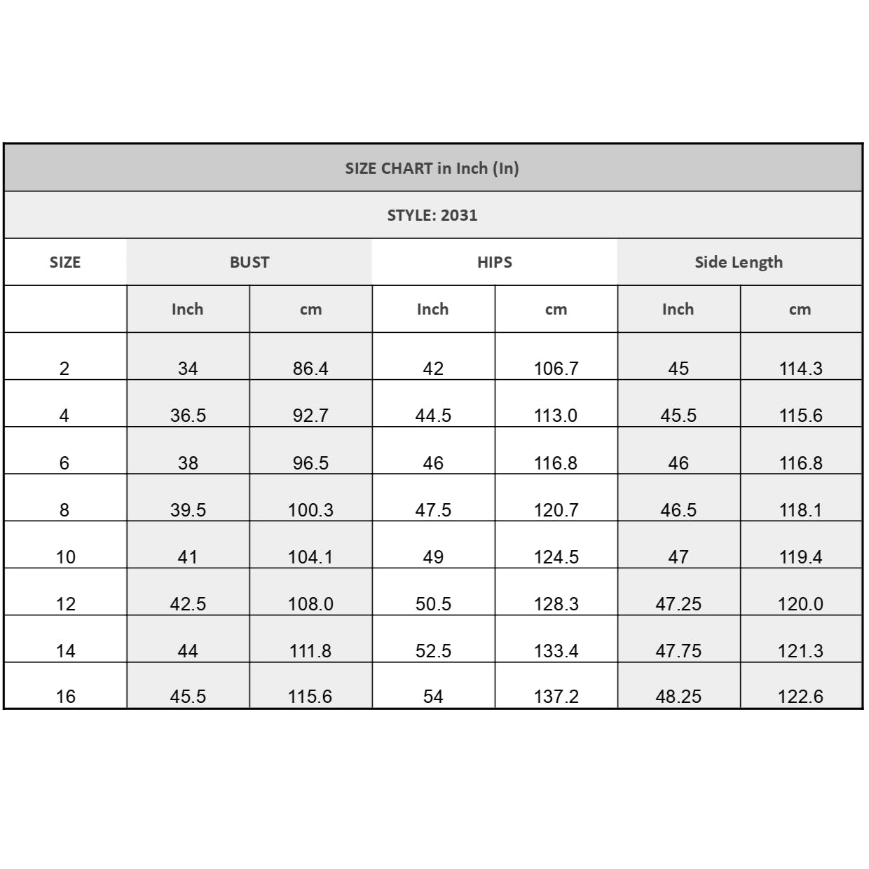 SizeChart