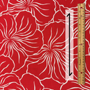 Modern Hibiscus Print Fabric Polycotton | RED-2