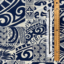 Tapa Hawaiian Print Fabric 100%Cotton/ Navy and White -1223FB-BLU4