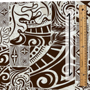 Tapa Hawaiian Print Fabric 100%Cotton/ Brown and White-2