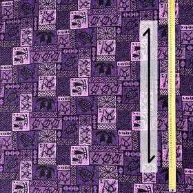 Vintage Polynesian Print Fabric /  Purple -1223FB-PU1 - 0