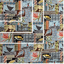 Light Blue Traditional Polynesian Pattern Gift Wrapping Fabric / Furoshiki