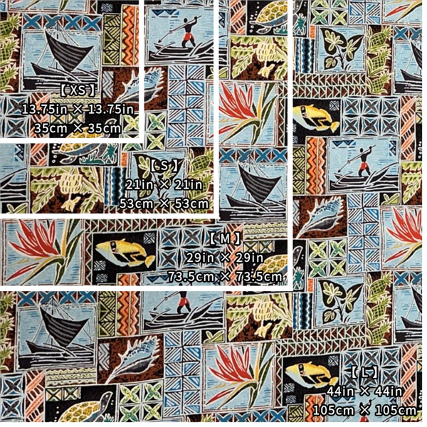 Light Blue Traditional Polynesian Pattern Gift Wrapping Fabric / Furoshiki