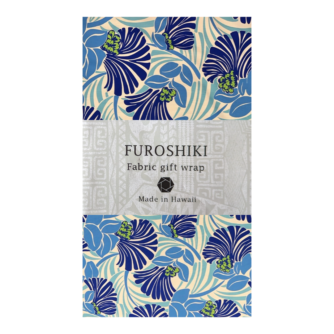 Gift Wrapping Fabric / Furoshiki - Modern Floral Fabric Polycotton | Blue