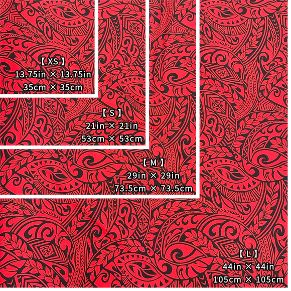 Polynesian Tribal Tapa Print Gift Wrapping Fabric / Furoshiki - Red