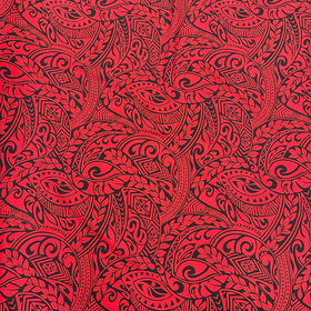 Polynesian Tribal Tapa Print Gift Wrapping Fabric / Furoshiki - Red - 0