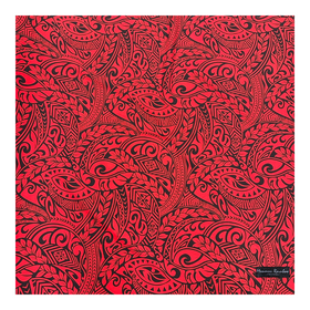 Polynesian Tribal Tapa Print Gift Wrapping Fabric / Furoshiki - Red