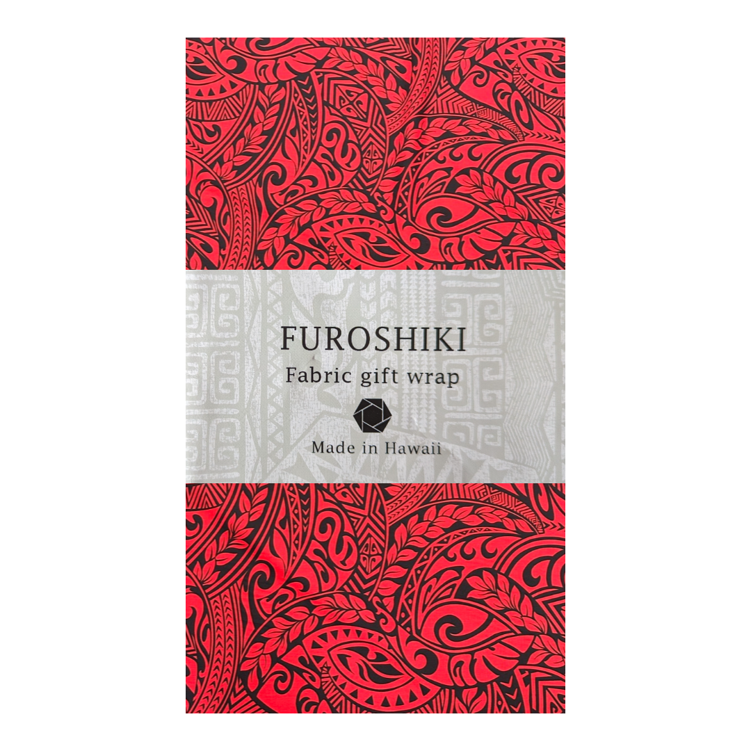 Polynesian Tribal Tapa Print Gift Wrapping Fabric / Furoshiki - Red