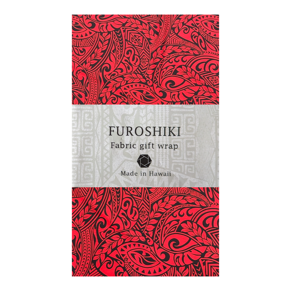 Polynesian Tribal Tapa Print Gift Wrapping Fabric / Furoshiki - Red