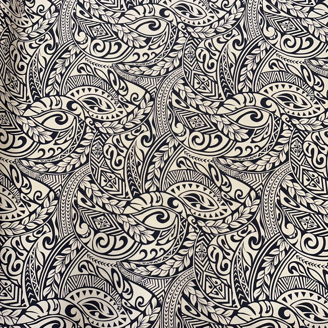 Polynesian Tribal Tapa Print Gift Wrapping Fabric / Furoshiki - Cream and Black