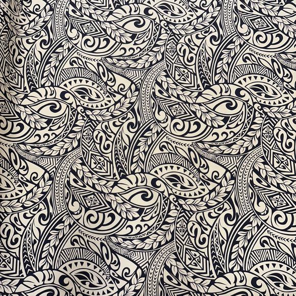 Polynesian Tribal Tapa Print Gift Wrapping Fabric / Furoshiki - Cream and Black