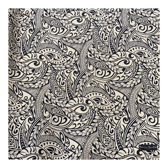 Polynesian Tribal Tapa Print Gift Wrapping Fabric / Furoshiki - Cream and Black