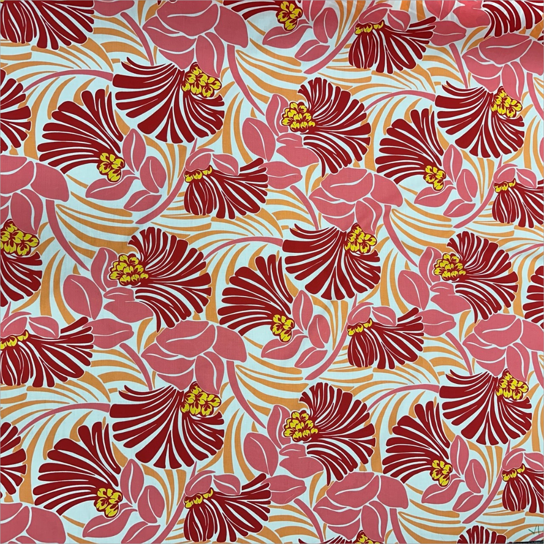 Gift Wrapping Fabric / Furoshiki - Modern Floral Fabric Polycotton | Pink - 0