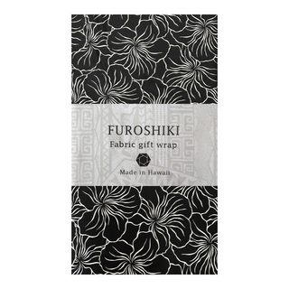 Modern Hibiscus Print Gift Wrapping Fabric / Furoshiki  | Brack - 1223FB-BL1