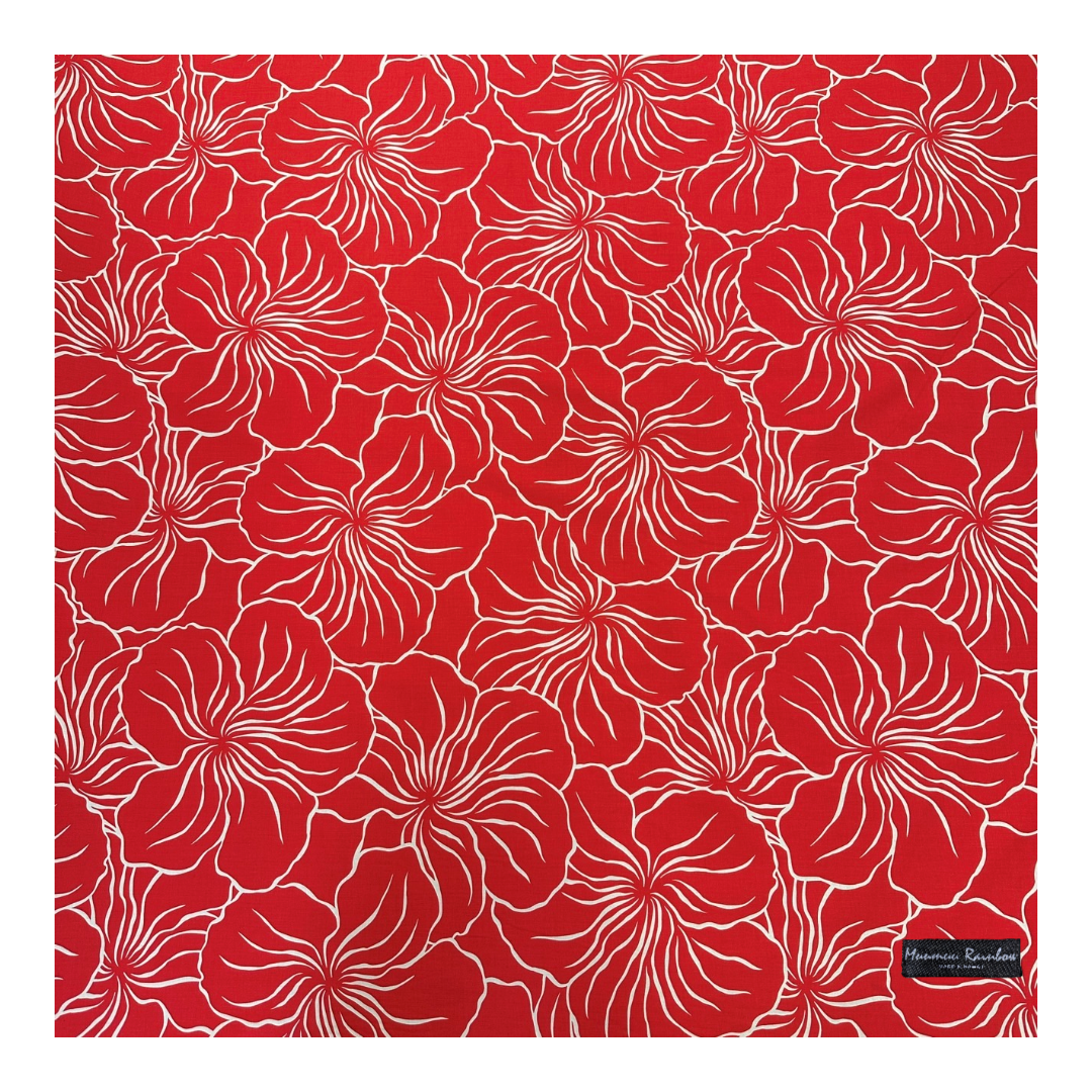 Modern Hibiscus Print Gift Wrapping Fabric / Furoshiki   | RED -1223FB-RED2 - 0