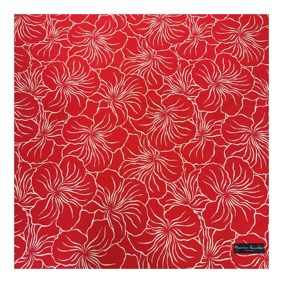 Modern Hibiscus Print Gift Wrapping Fabric / Furoshiki   | RED -1223FB-RED2