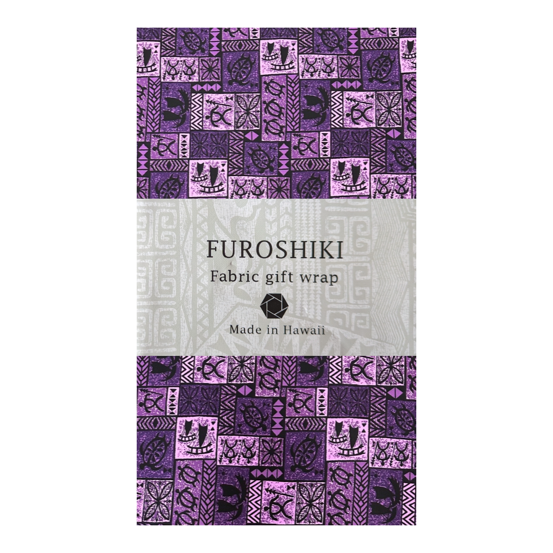 Vintage Polynesian Print Gift Wrapping Fabric / Furoshiki   |  Purple -1223FB-PU1 - 0