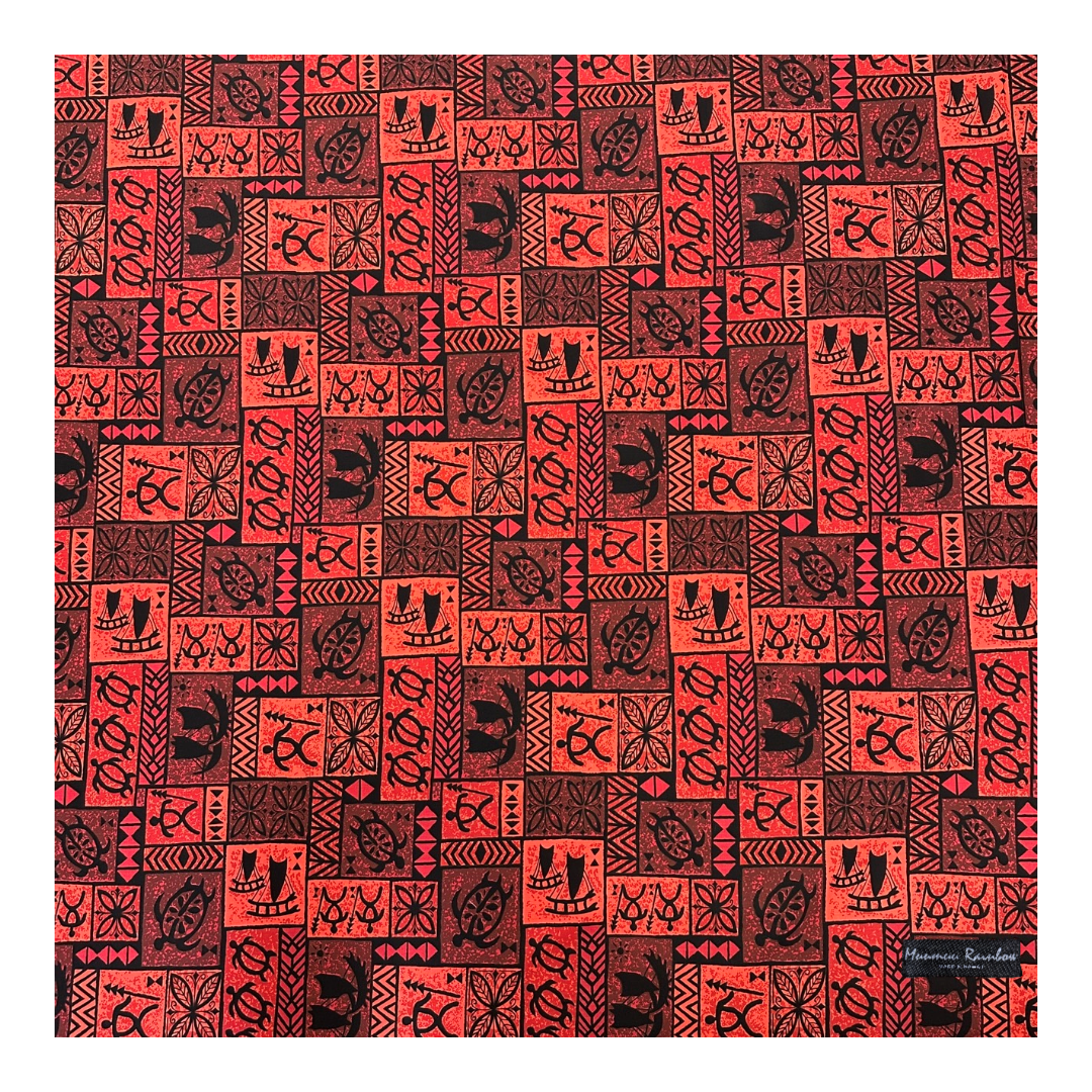 Vintage Polynesian Print Gift Wrapping Fabric / Furoshiki   |  Red -1223FB-RED3