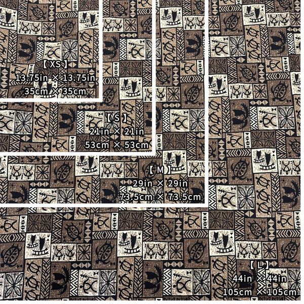 Vintage Polynesian Print Gift Wrapping Fabric / Furoshiki   |  Brown -1223FB-BRO1