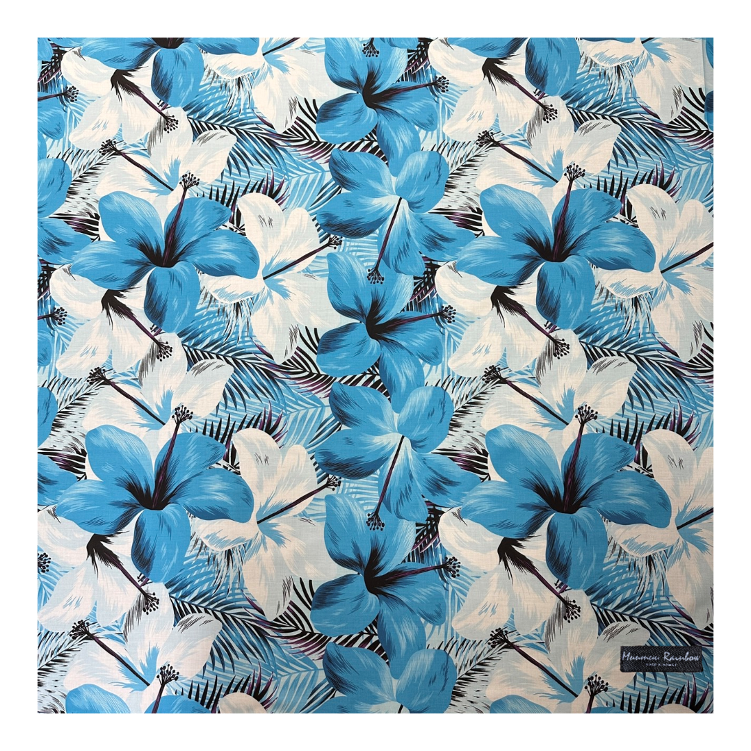 Gift Wrapping Fabric / Furoshiki  - Blue & White Hibiscus / 1223FB-BLU3 - 0