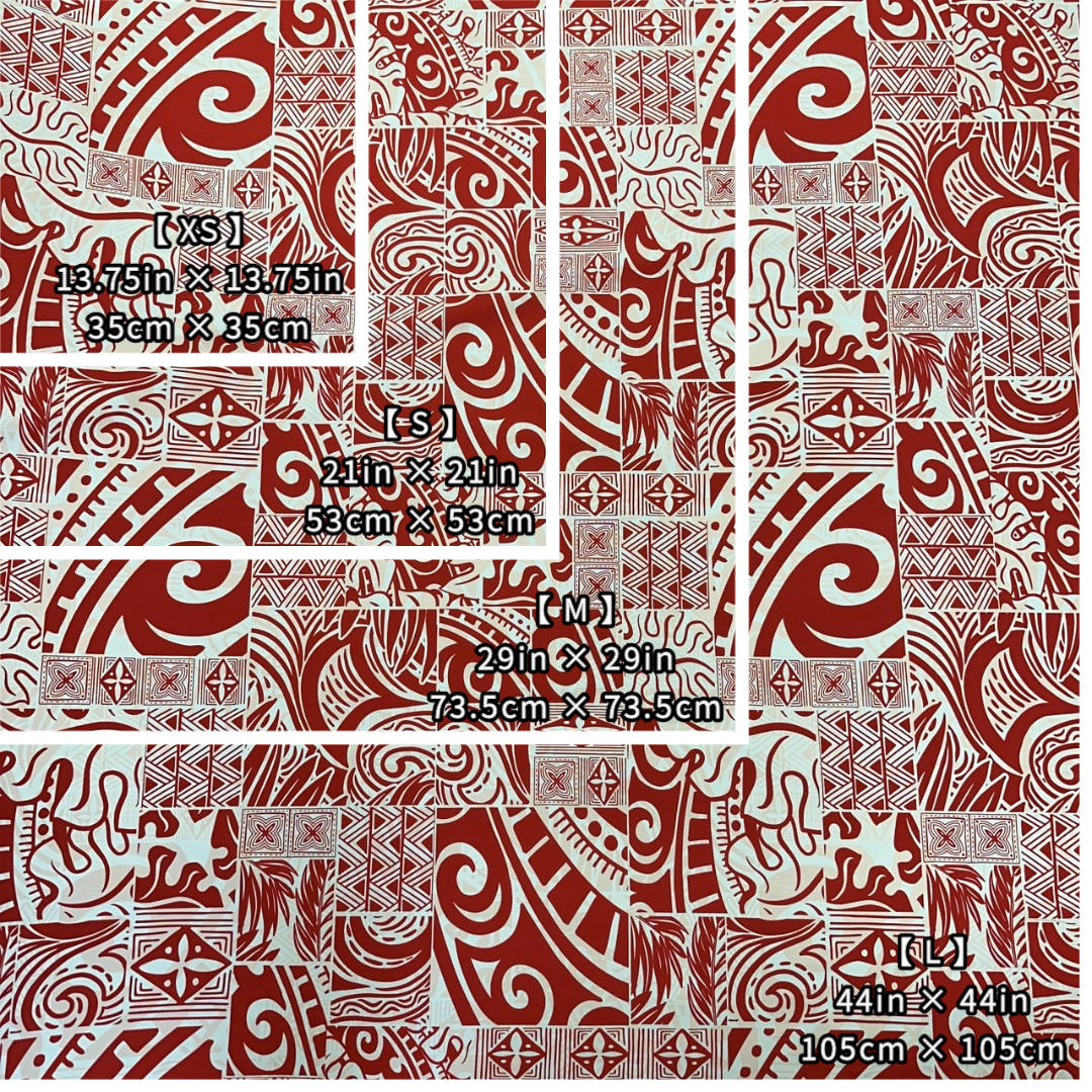 ［Red and White］Tapa Hawaiian Print Gift Wrapping Fabric / Furoshiki -1223FB-RED4