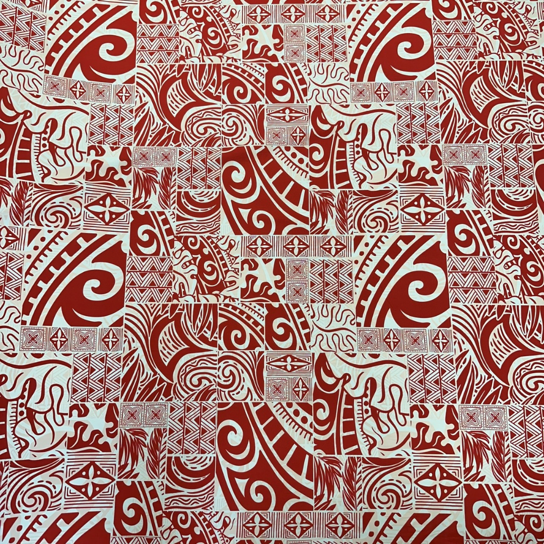 ［Red and White］Tapa Hawaiian Print Gift Wrapping Fabric / Furoshiki -1223FB-RED4