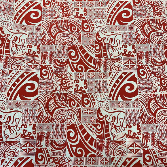 ［Red and White］Tapa Hawaiian Print Gift Wrapping Fabric / Furoshiki -1223FB-RED4