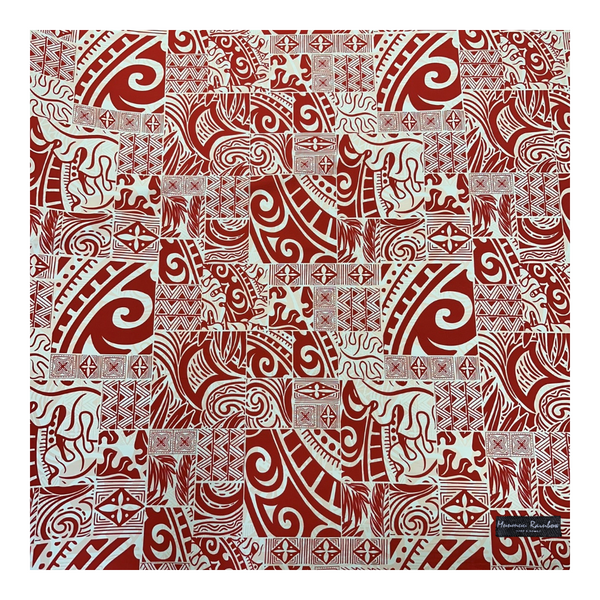 ［Red and White］Tapa Hawaiian Print Gift Wrapping Fabric / Furoshiki -1223FB-RED4