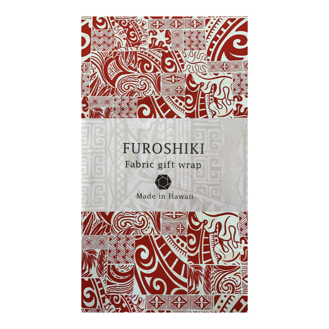 ［Red and White］Tapa Hawaiian Print Gift Wrapping Fabric / Furoshiki -1223FB-RED4 - 0