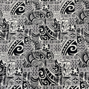 ［Black and White］Tapa Hawaiian Print Gift Wrapping Fabric / Furoshiki -1223FB-BL4-3