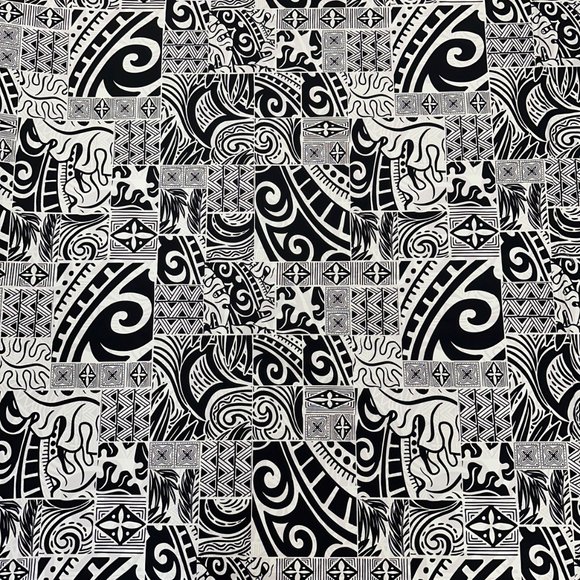 ［Black and White］Tapa Hawaiian Print Gift Wrapping Fabric / Furoshiki -1223FB-BL4