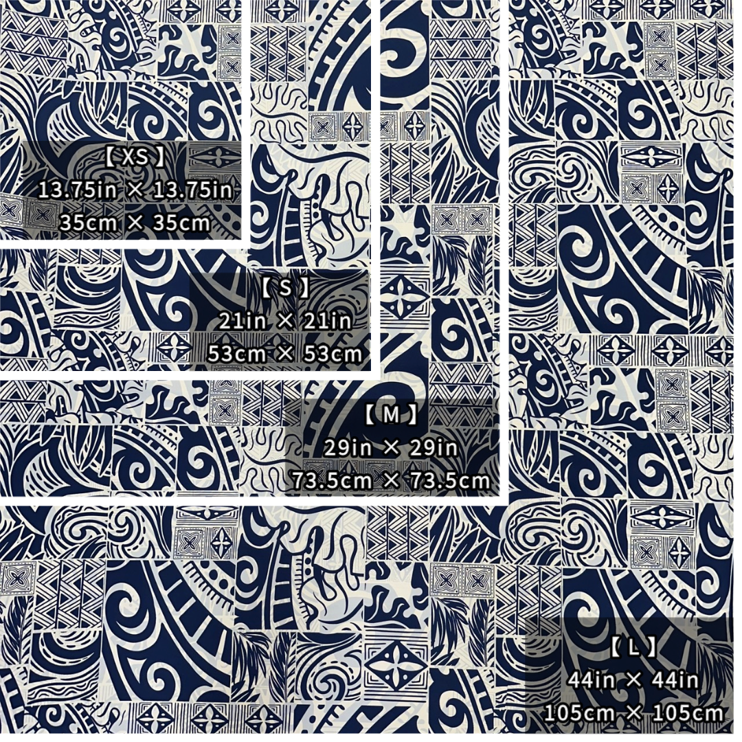 ［Navy and White］Tapa Hawaiian Print Gift Wrapping Fabric / Furoshiki -1223FB-BLU4