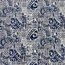 ［Navy and White］Tapa Hawaiian Print Gift Wrapping Fabric / Furoshiki -1223FB-BLU4-3