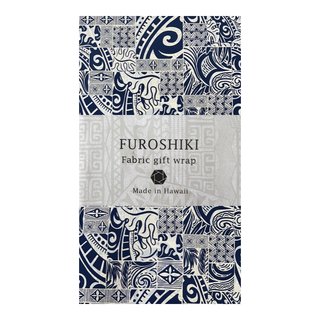 ［Navy and White］Tapa Hawaiian Print Gift Wrapping Fabric / Furoshiki -1223FB-BLU4