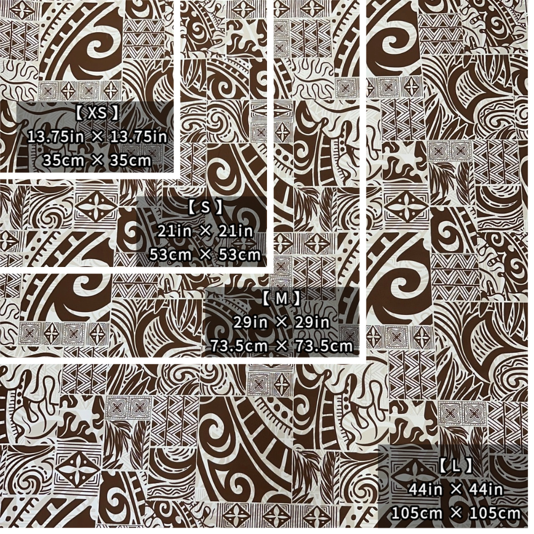 ［Brown and White］Tapa Hawaiian Print Gift Wrapping Fabric / Furoshiki -1223FB-BRO2