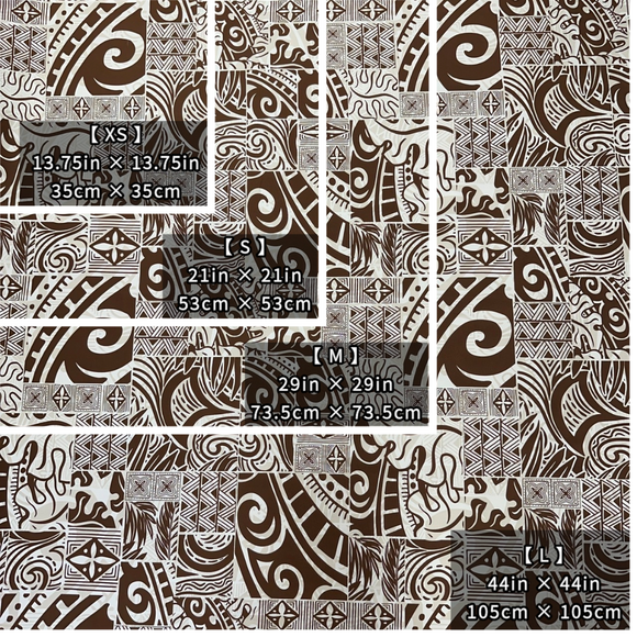 ［Brown and White］Tapa Hawaiian Print Gift Wrapping Fabric / Furoshiki -1223FB-BRO2