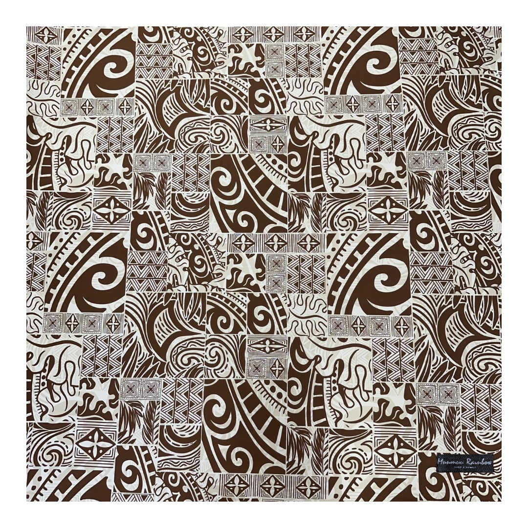 ［Brown and White］Tapa Hawaiian Print Gift Wrapping Fabric / Furoshiki -1223FB-BRO2