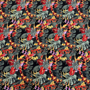 Tropical Leaf & Floral Print Gift Wrapping Fabric / Furoshiki - Black Background -1223FB-BL5-3