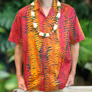 Sunset Tropical Leaf Outlines Hawaiian Shirts