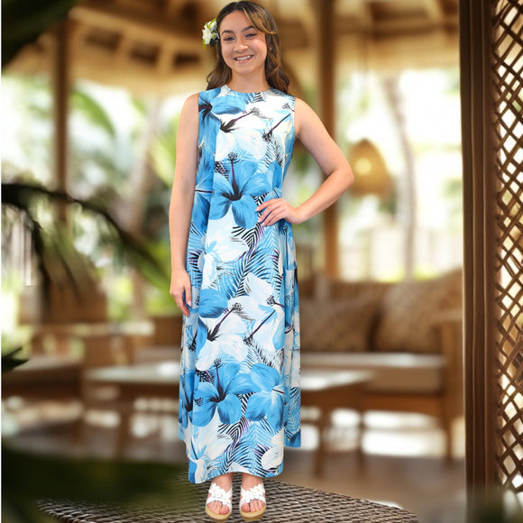 Swing Long Resort Dress Blue
