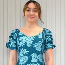 Hawaiian Muumuu Long Flare Dress Green