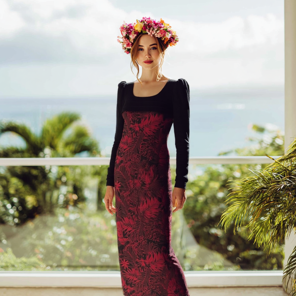 Tiare Noir Long Sleeve Dress