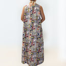 TraditionalPolynesianPrintComfortableLongResortDress-White