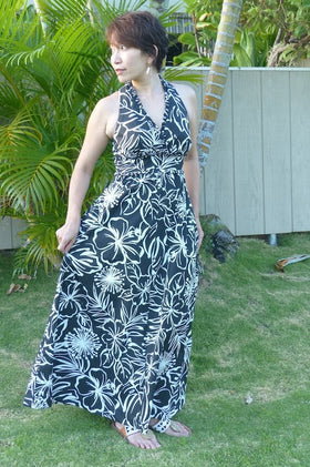 Tropical Hawaiian Flower Dress | Black 5204 - 0